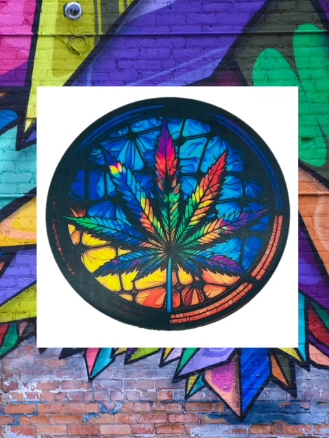 13. Cannabis Stained Glass Decal