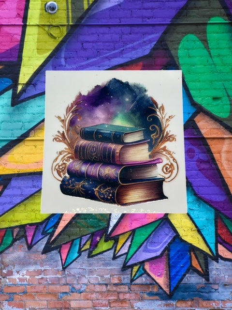 226. Watercolor Book Stack Decal