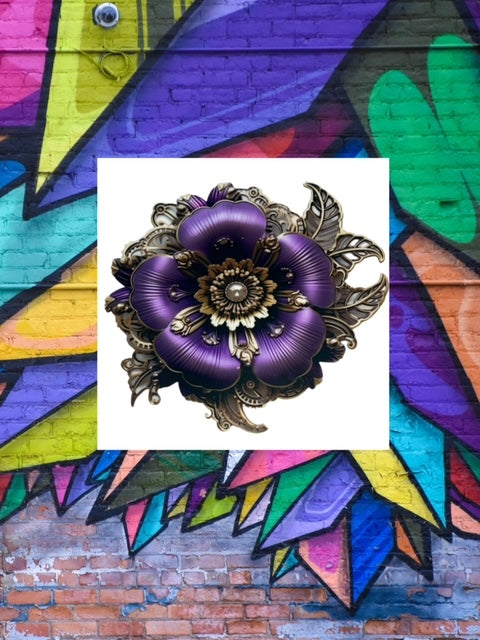 227. 3D Steampunk Purple Flower