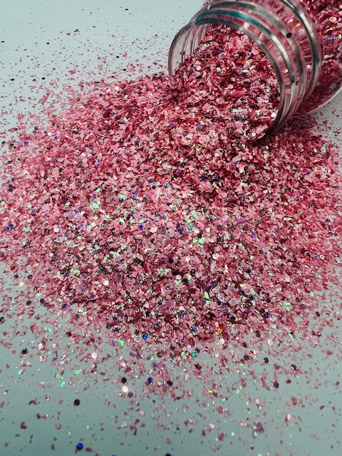Wednesday- Pink Holographic Crushed Glass Custom Mixed Glitter