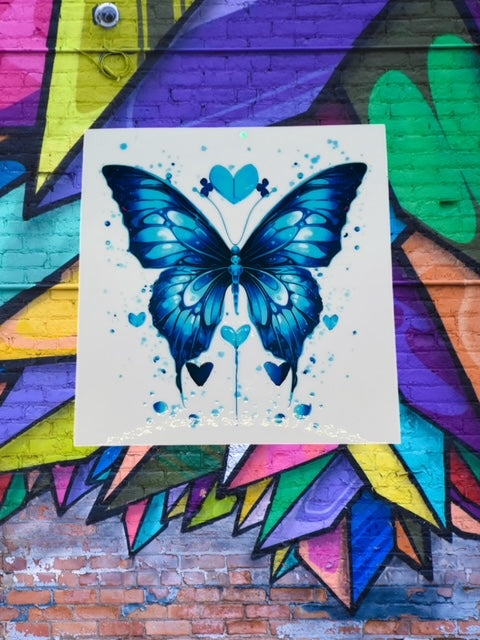231. Blue Heart Butterfly Decal
