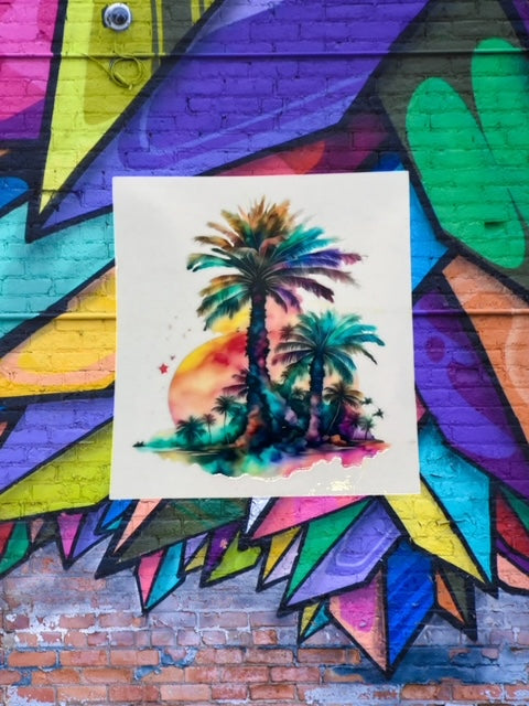 247. Watercolor Palms Decal