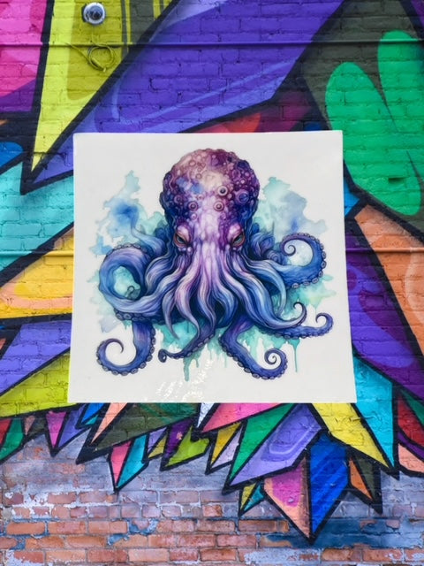 267. Blue Purple Octopus Decal
