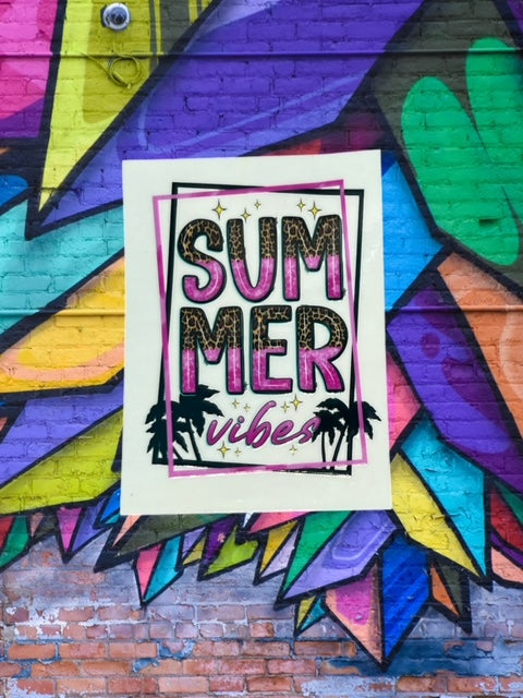 267. Summer Vibes Pink Leopard Decal