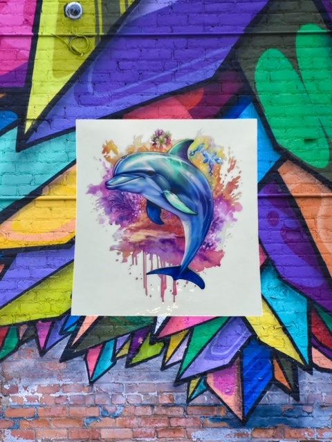 263. Watercolor Dolphin Decal