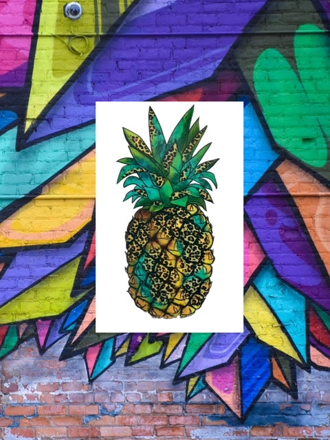 263. Turquoise Leopard Pineapple Decal