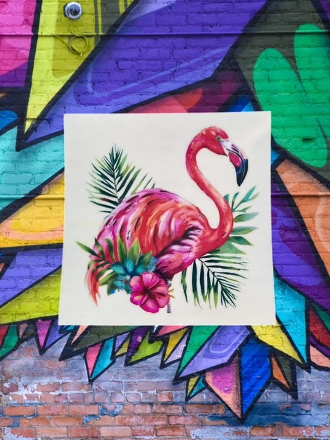 259. Floral Flamingo Decal