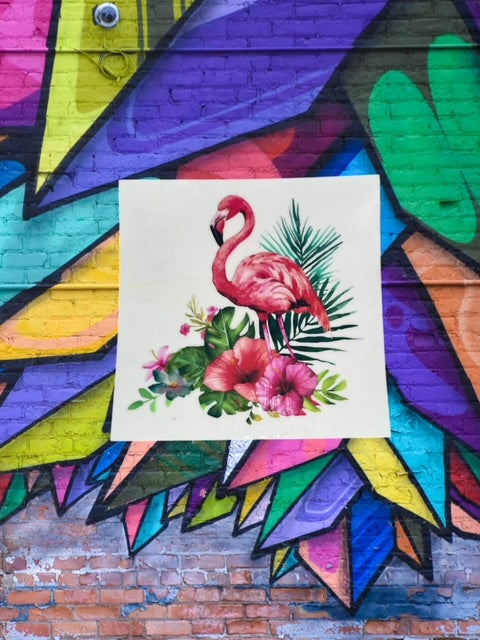 261. Floral Flamingo Decal