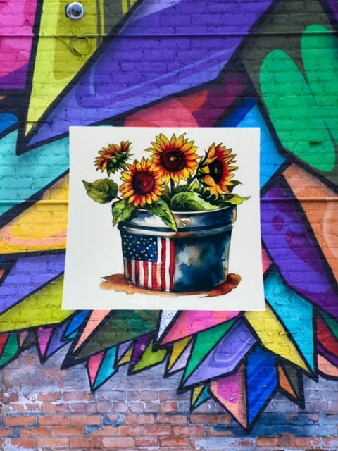 290. American Sunflower Pail Decal