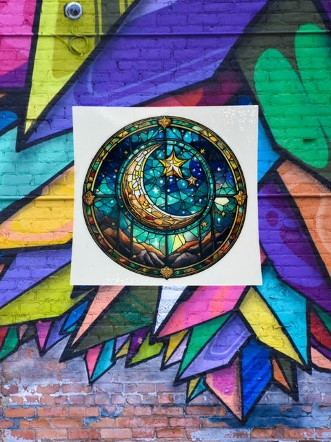 307. Stained Glass Moon Decal