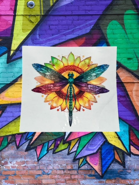 300. Dragonfly Sunflower Decal