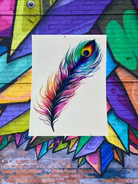314. Rainbow Peacock Feather Decal