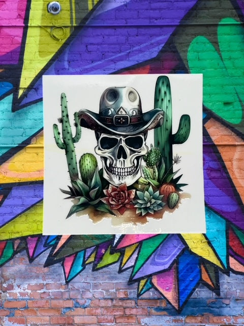 321. Western Skull Cactus Decal
