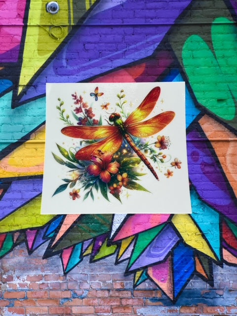 336. Floral Dragonfly Decal