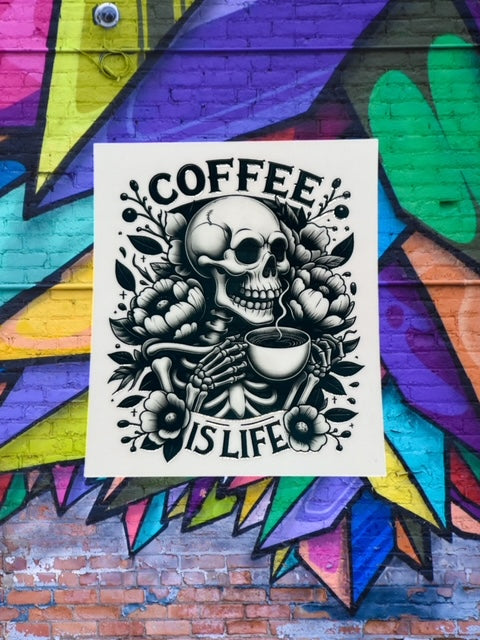 330. Coffee is Life Skelly Decal