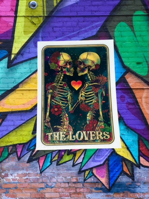 332. The Lovers Skeleton Tarot Card Decal