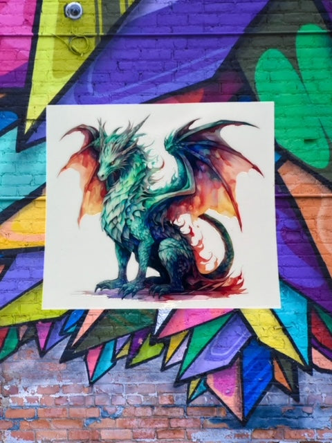 342. Watercolor Dragon Decal