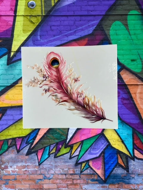 351. Pink Peacock Feather Decal