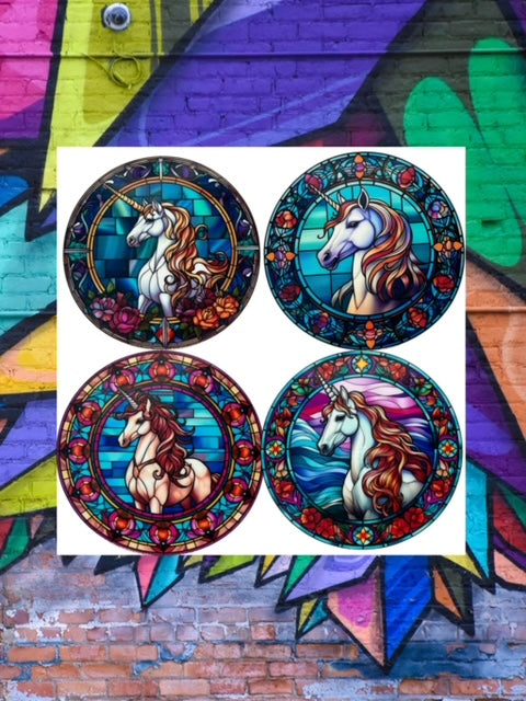 352. Stained Glass Unicorn Decal Bundle