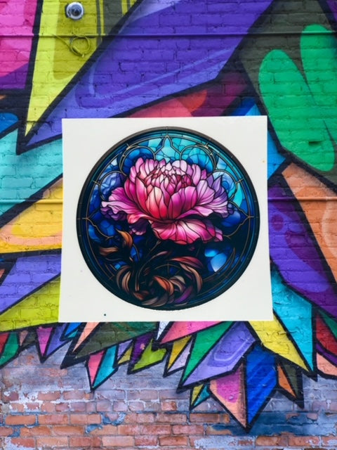 362. Floral Stained Glass Decal