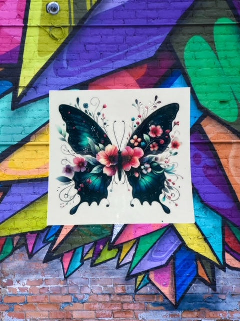 356. Floral Butterfly Decal