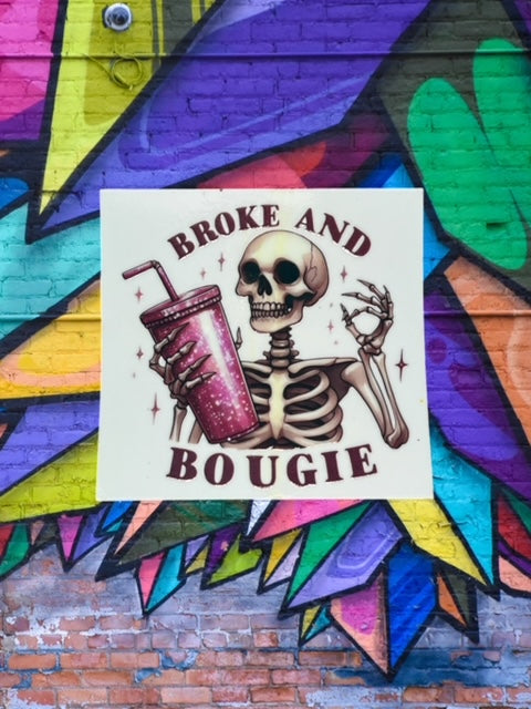 360. Broke and Bougie Skelly Decal