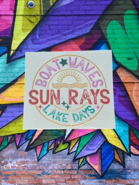 364. Boat Waves Sun Rays Lake Days Decal