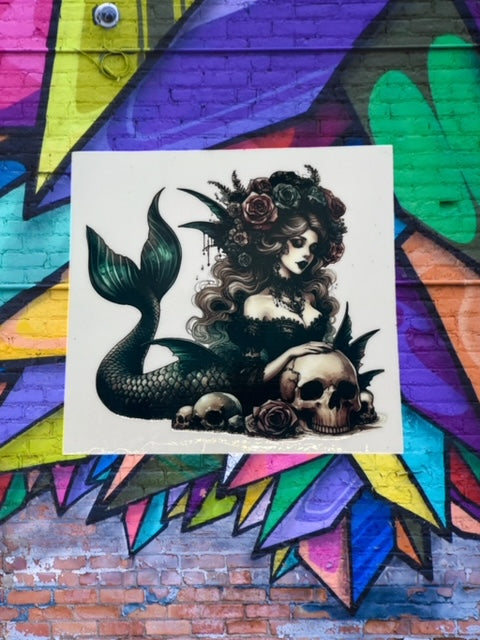 371. Gothic Skull Mermaid Decal