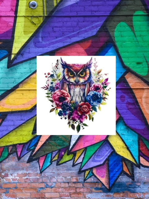 26. Floral Owl Decal