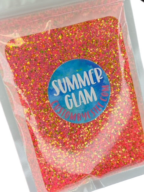 Summer Glam- Custom Mixed Coral Pink Gold Glitter