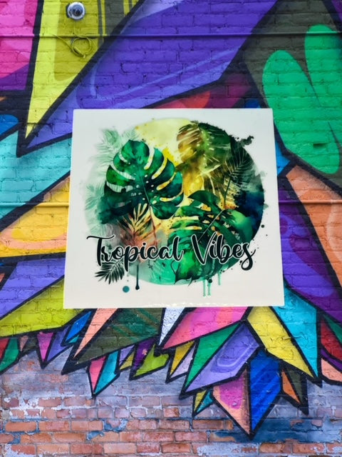 140. Tropical Vibes leaves Decal