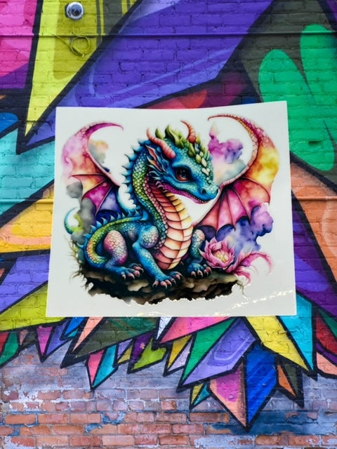 171. Baby Dragon Watercolor Decal