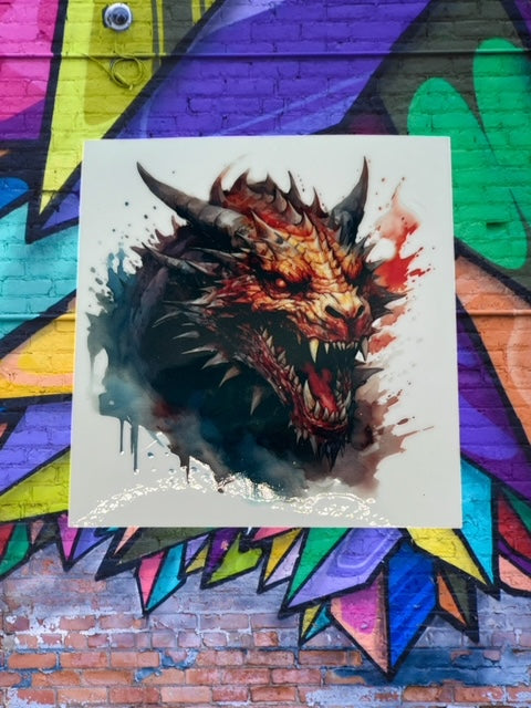 176. Bad Ass Dragon Watercolor Decal
