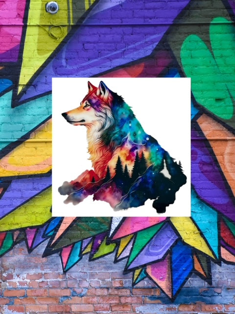 195. Watercolor Wolf Decal