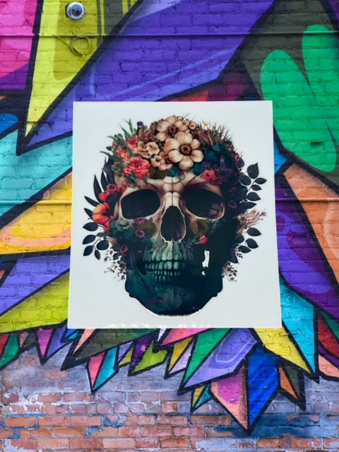 213. Floral Skull Decal