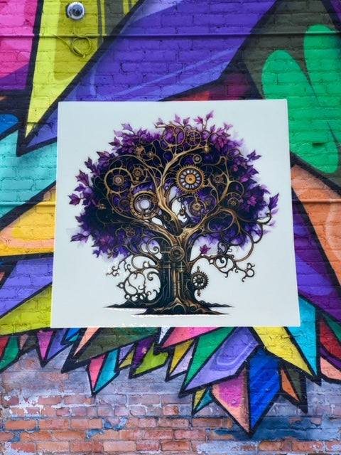 212. Steampunk Purple Tree Decal