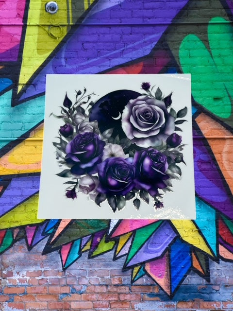 211. Purple Roses Moon Decal