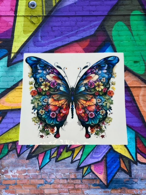210. Floral Butterfly Decal