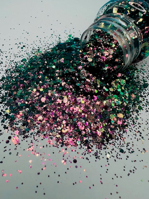 Many Faced God- Pink Green Purple Color Shift Mixed Glitter