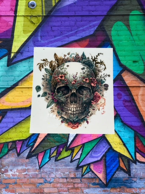 219. Floral Skull Decal