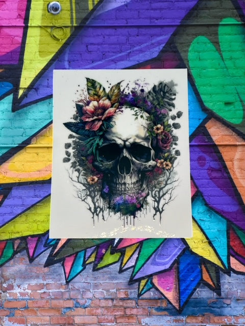 217. Floral Skull Decal