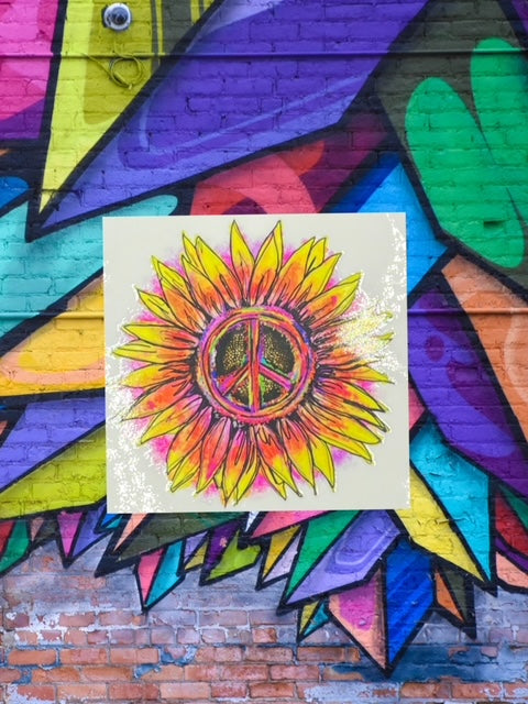50. Peace Sunflower Decal
