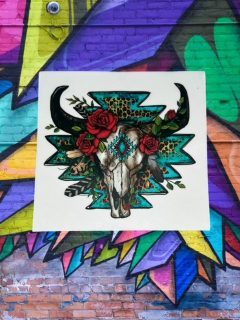 15. Cow Skull Roses Decal