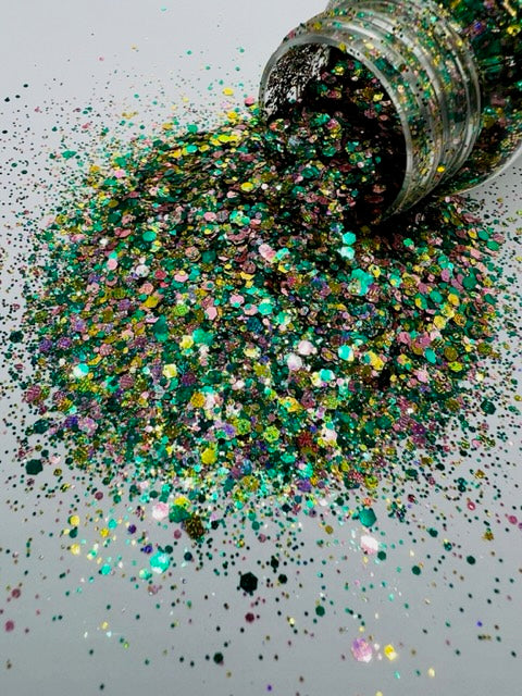 Elevate- Green Pink Gold Mixed Textured Holographic Glitter