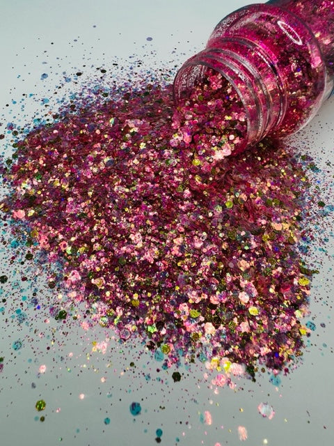 Neon Star- Custom Mixed Pink and Gold Glitter