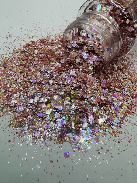 Pink Champeezy- Pink and Gold Opal Glitter