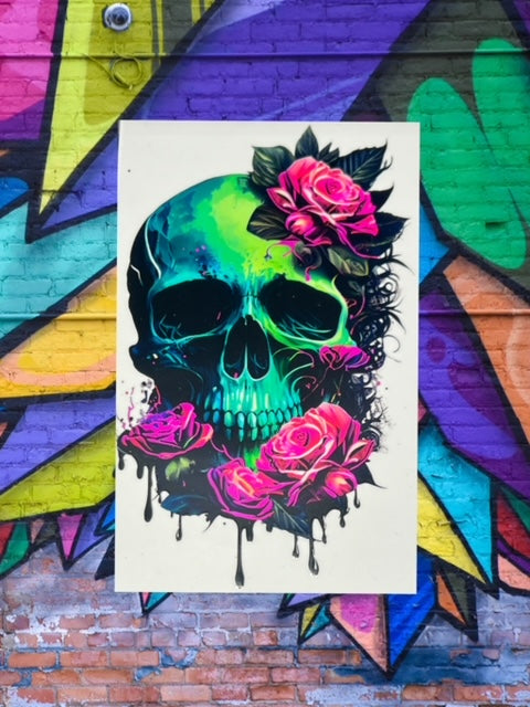 20. Drip Skull w/ Roses Decal