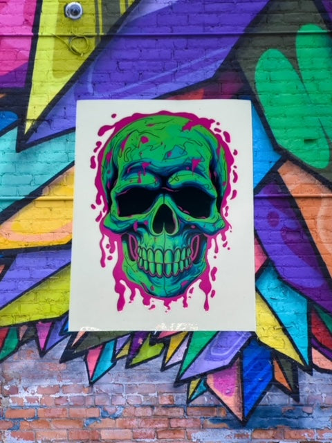 113. Pink Drip Neon Skull