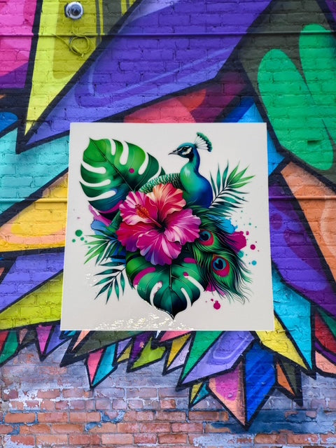 83. Peacock Floral Decal