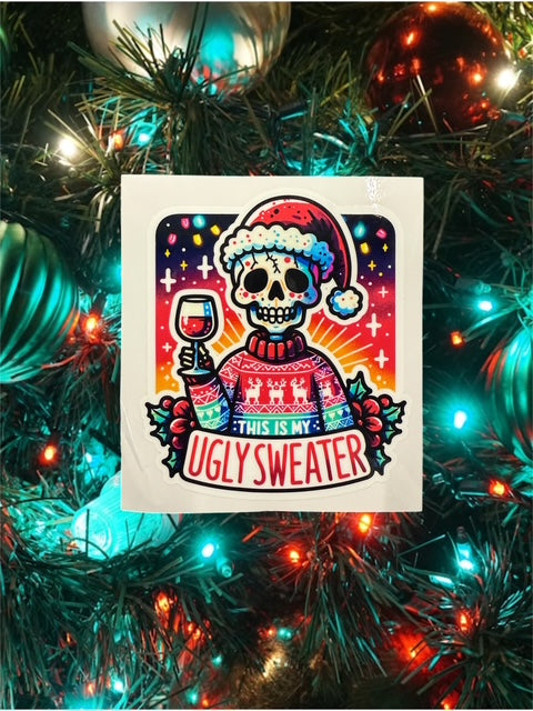 169. Ugly Sweater Skull Decal